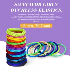savefavor Girls Ouchless Elastics, 2 mm, 72 Count